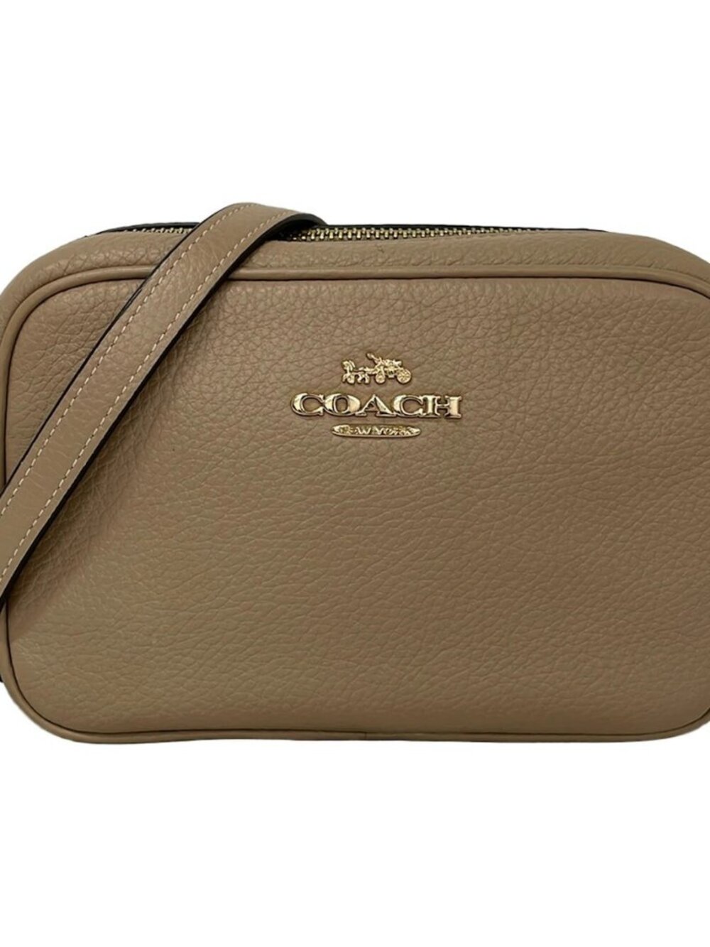 COACH Mini Jamie Camera Bag CQ875 Beige Leather Shoulder Bag